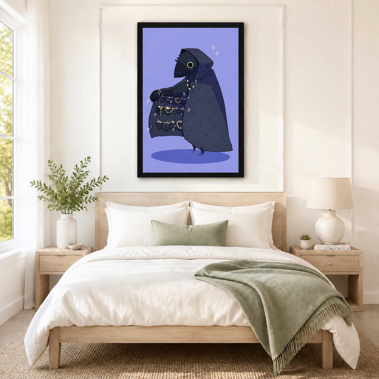 Gothic Raven Treasure Cloak Whimsical Canvas Art
