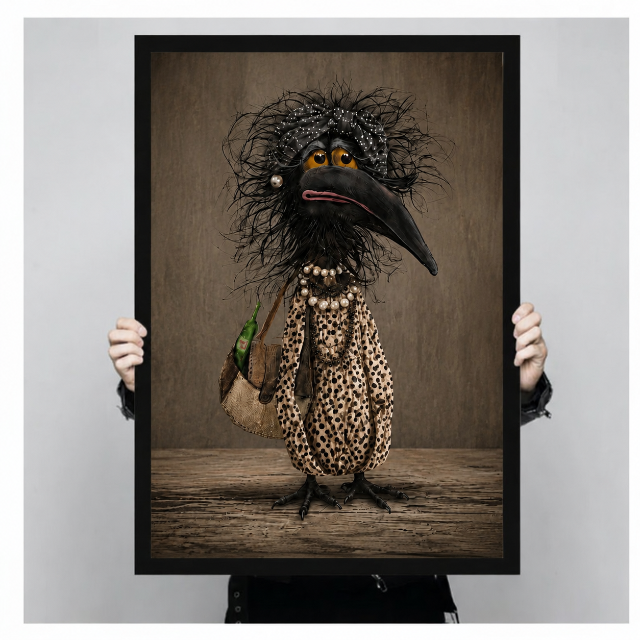 Fancy Crow Gothic Humor Canvas Wall Art