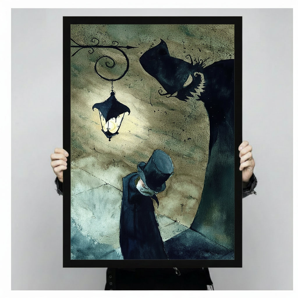 Gothic Victorian Lantern Figure Canvas Art Wall Art