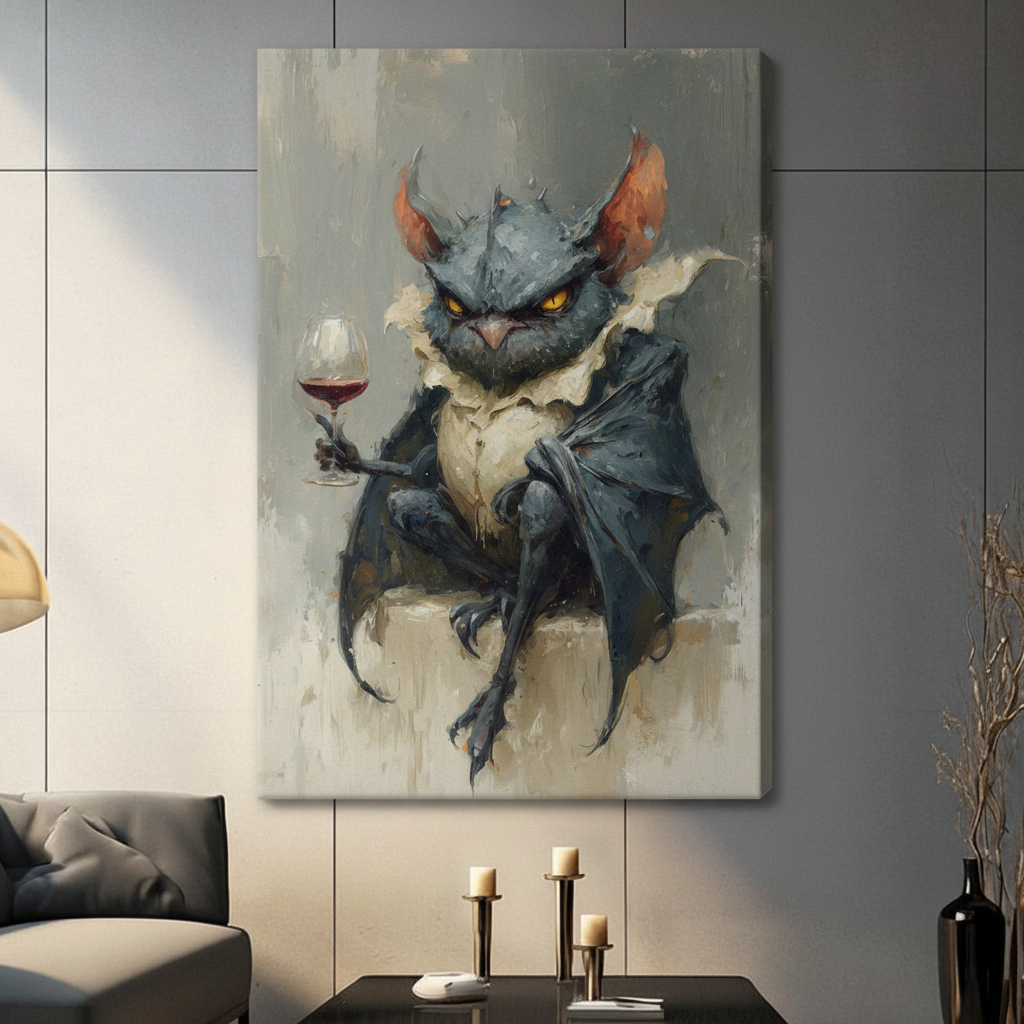 Gothic Demon Wine Canvas Wall Art