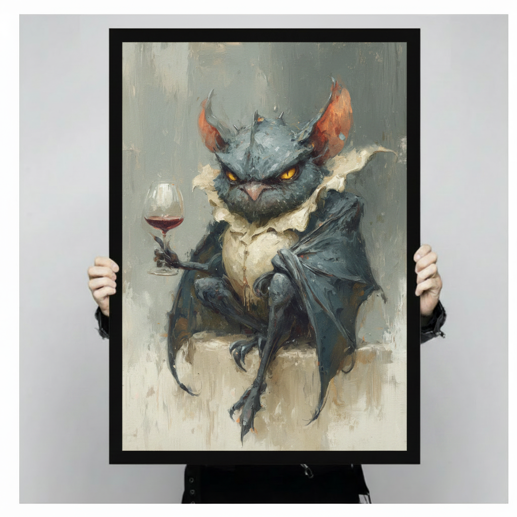 Gothic Demon Wine Canvas Wall Art