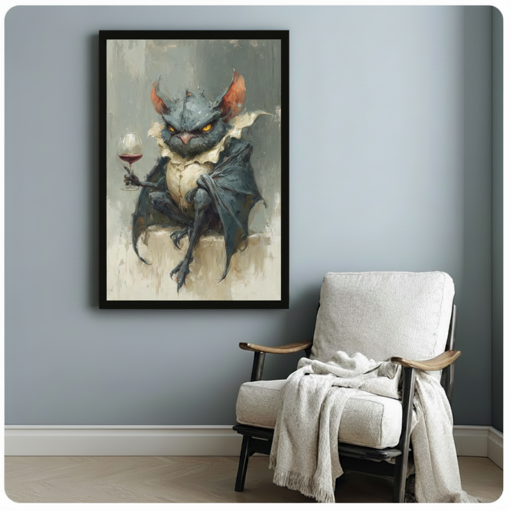 Gothic Demon Wine Canvas Wall Art