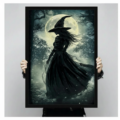 Dark Gothic Witch Moon Night Canvas Art Wall Art