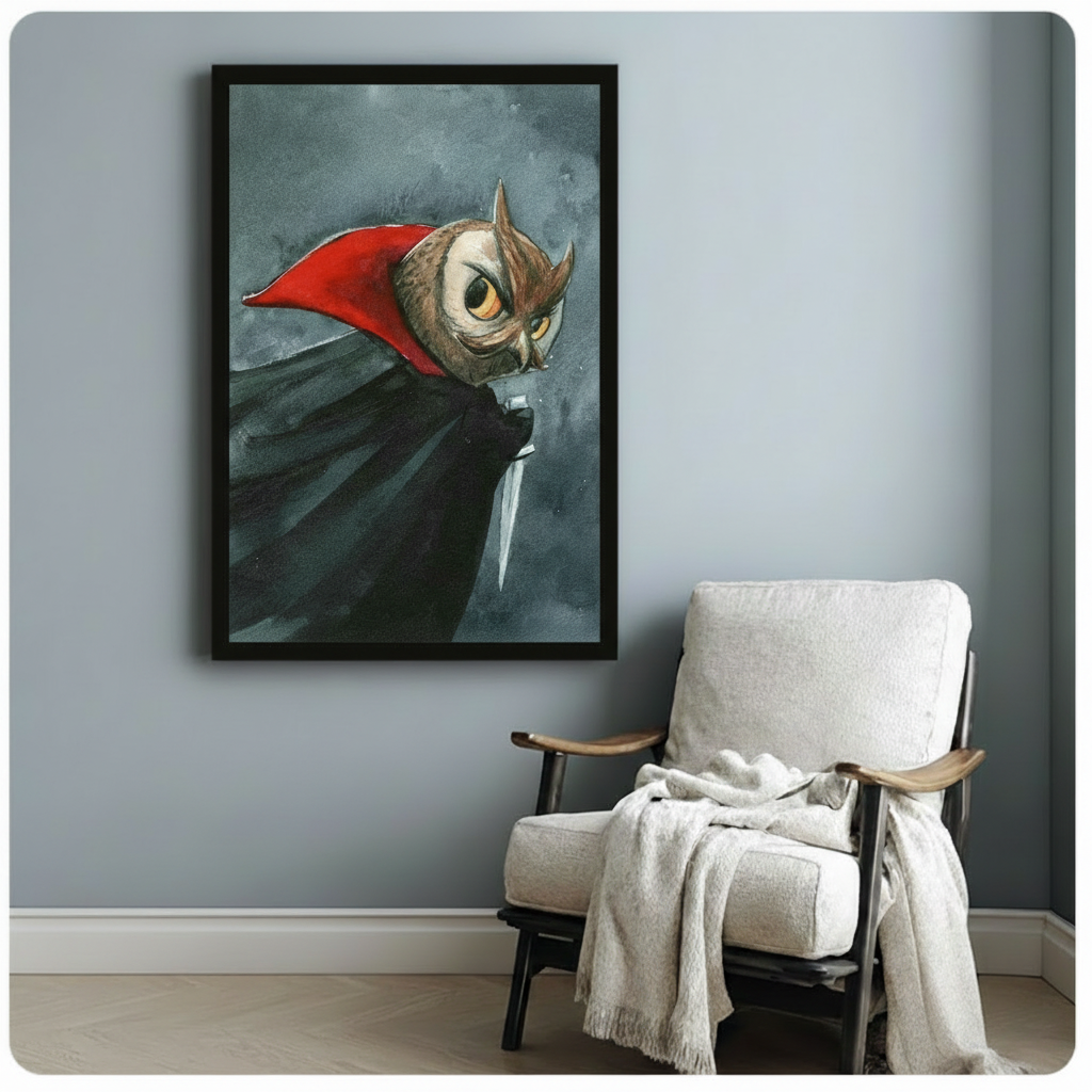 Gothic Vampire Owl Dark Fantasy Canvas Art Wall Art