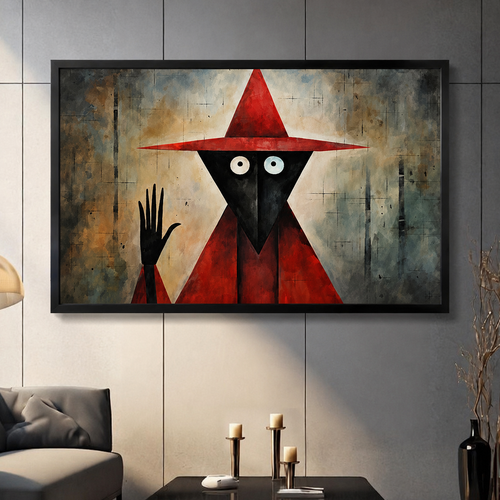 Gothic Red Witch Surrealist Canvas Wall Art