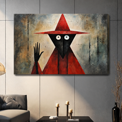 Gothic Red Witch Surrealist Canvas Wall Art