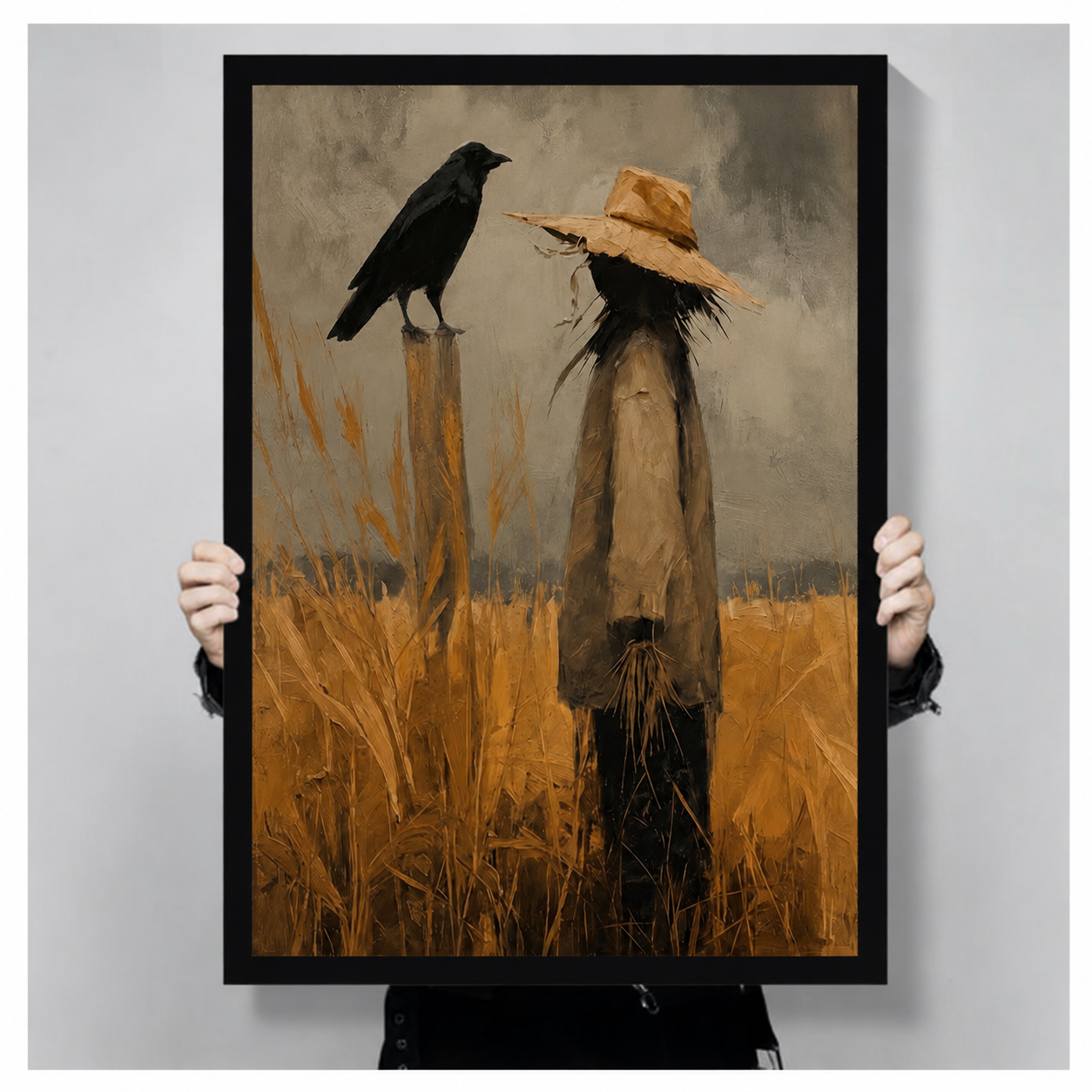 Scarecrow Crow Autumn Field Canvas Art Wall Art