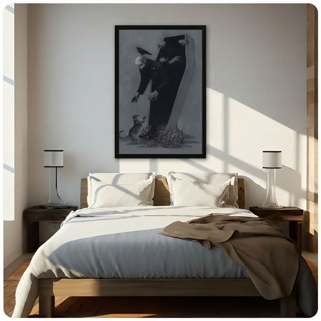 Gothic Skull Coffin Raven Dark Canvas Art Wall Art