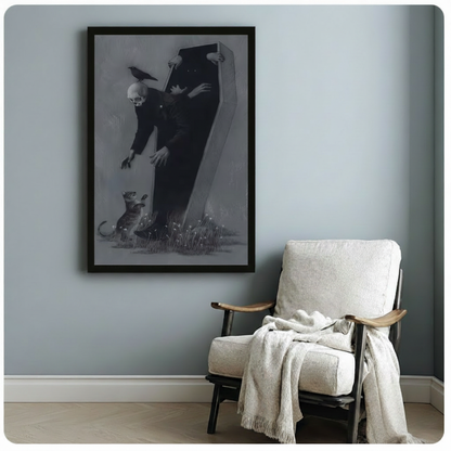 Gothic Skull Coffin Raven Dark Canvas Art Wall Art