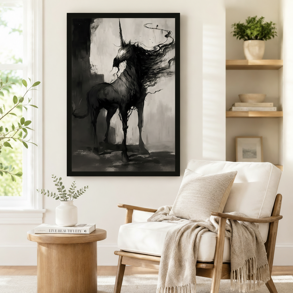 Dark Gothic Unicorn Canvas Wall Art