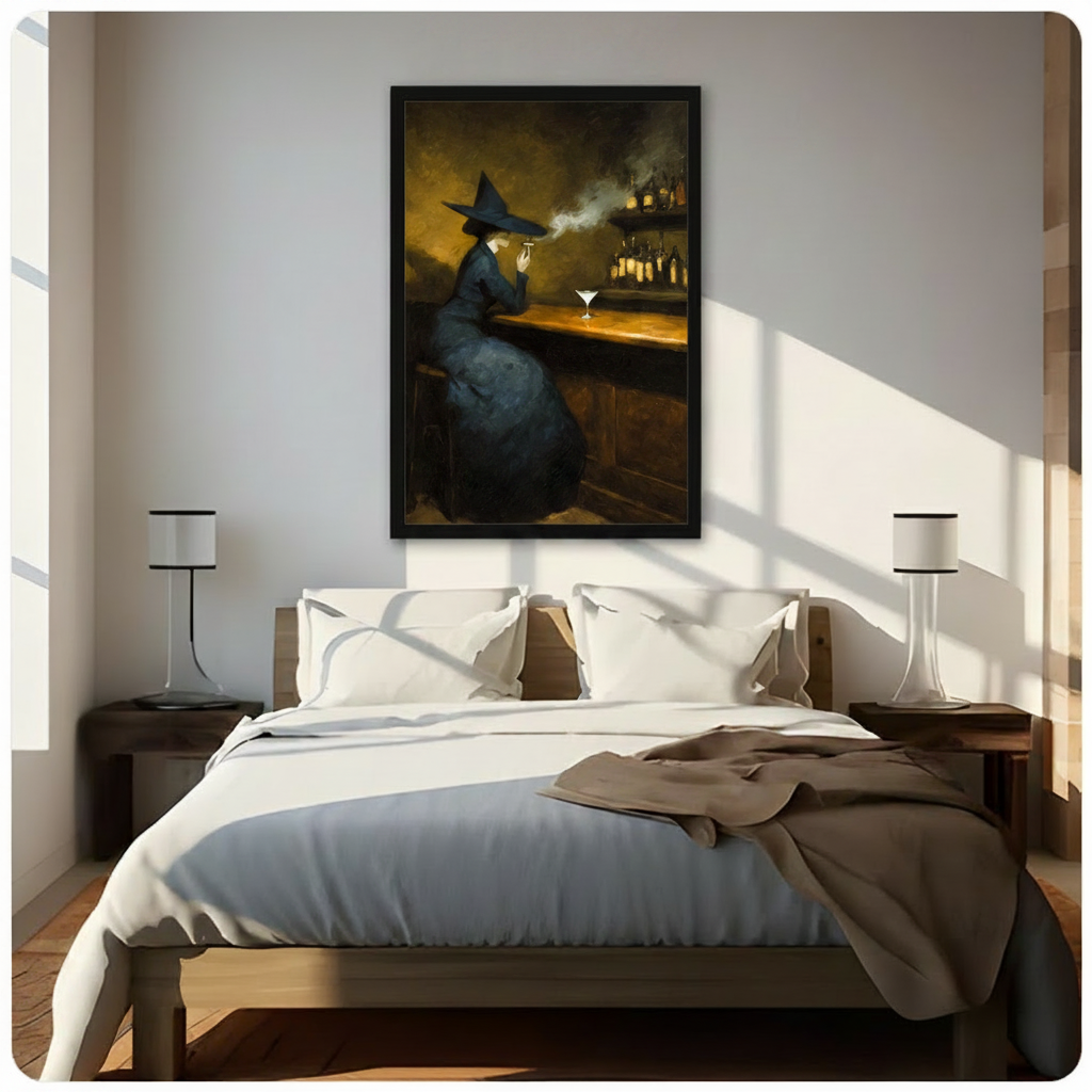 Vintage Witch at Bar Martini Canvas Art Wall Art