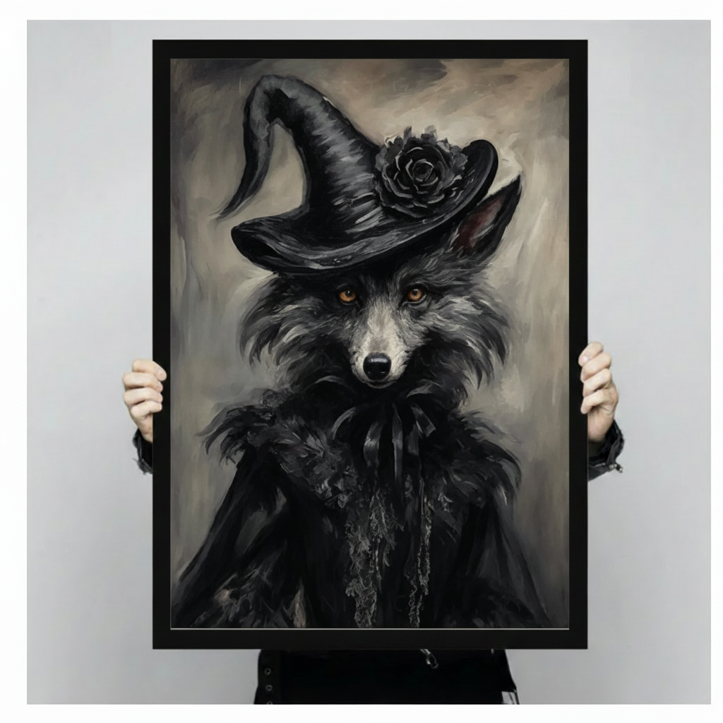 Dark Fox Witch Oil Painting Canvas Art Wall Art