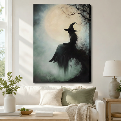 Gothic Witch Moon Framed Canvas Wall Art