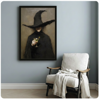 Dark Academia Witch Martini Gothic Canvas Wall Art