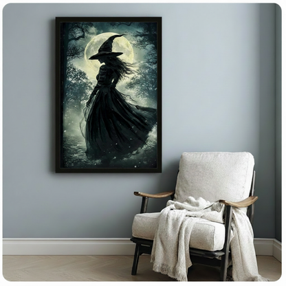 Dark Gothic Witch Moon Night Canvas Art Wall Art
