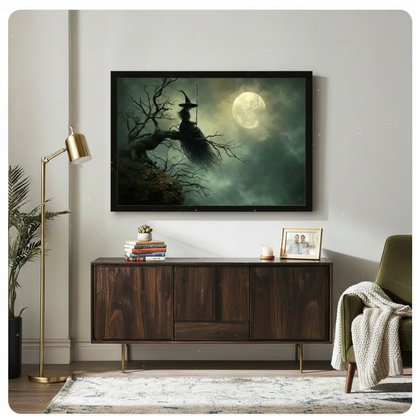 Witch on Tree Gothic Moonlight Canvas Art Wall Art