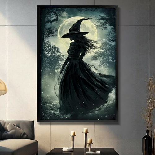 Dark Gothic Witch Moon Night Canvas Art Wall Art