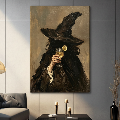 Gothic Witch Wine Toast Dark Canvas Art Wall Art