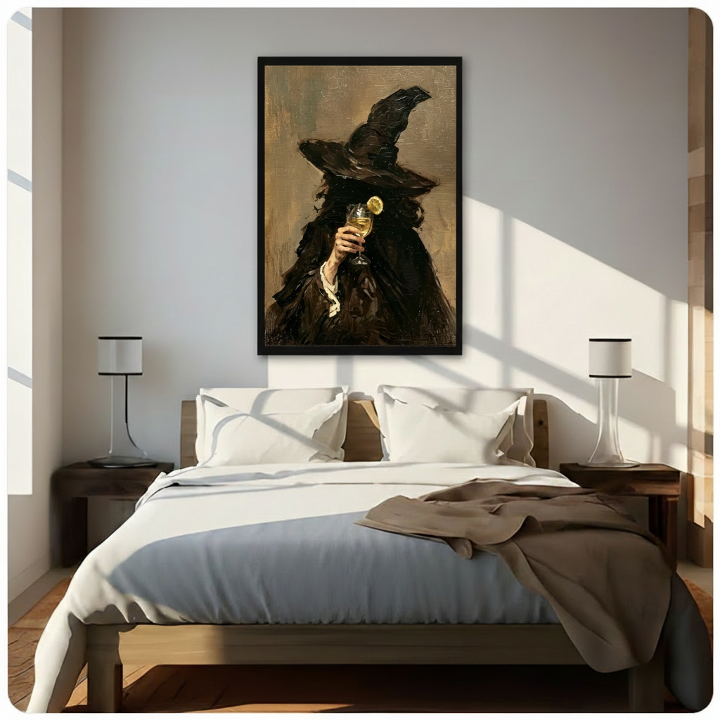 Gothic Witch Wine Toast Dark Canvas Art Wall Art