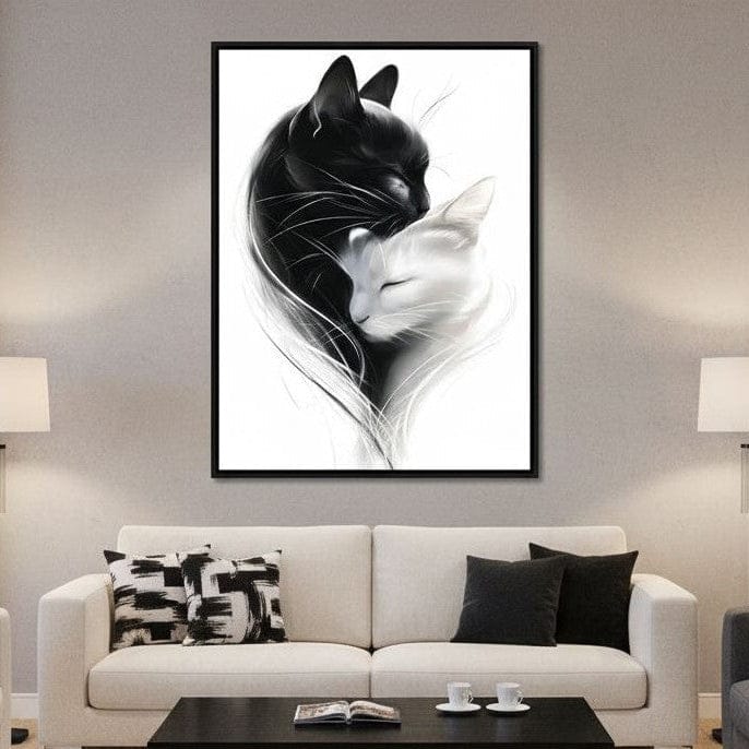 Cats Embrace Canvas Wall Art