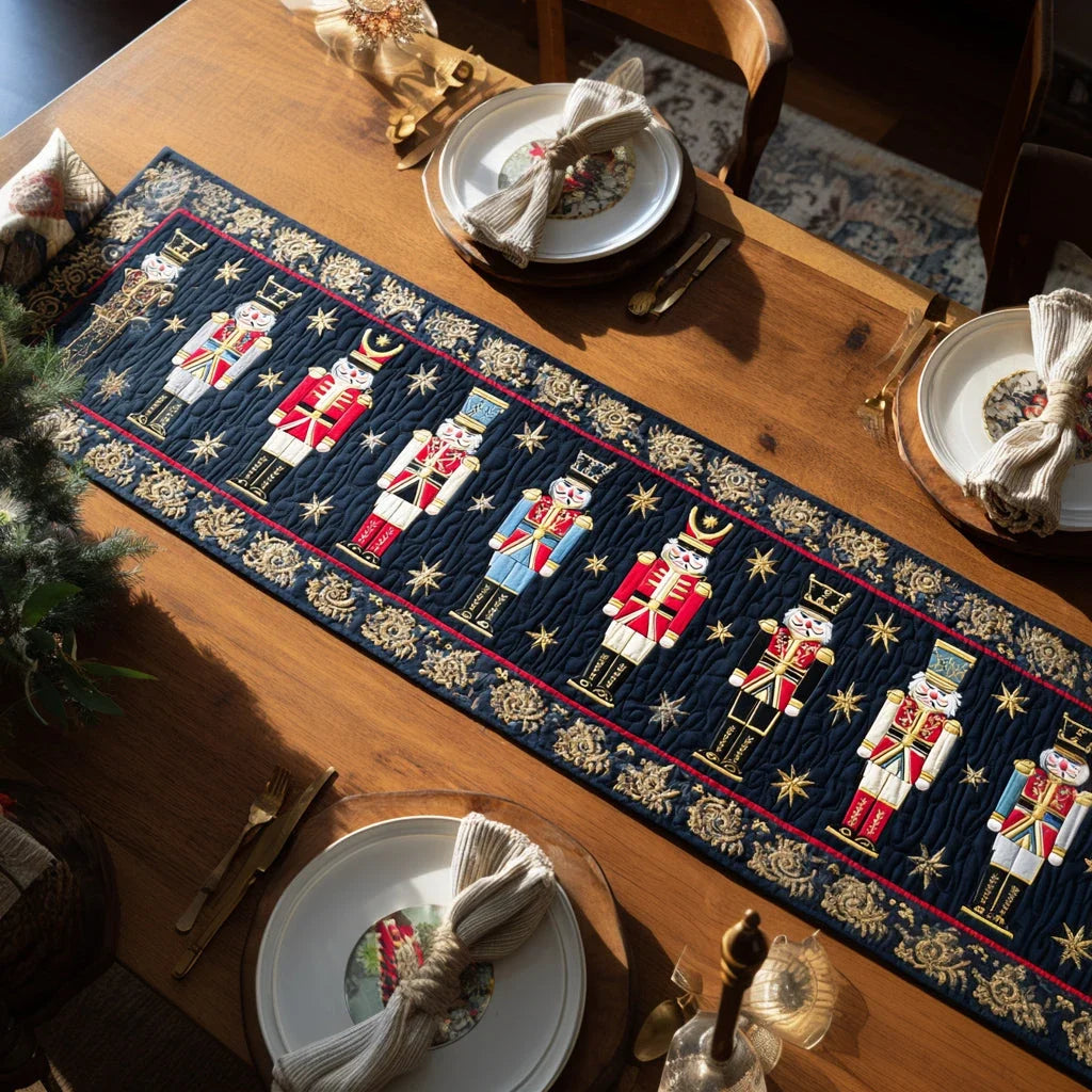 Grand Nutcracker Muster Quilted Table Runner