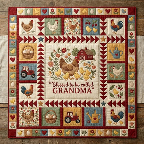 Grandma Chicken Quilt Blanket