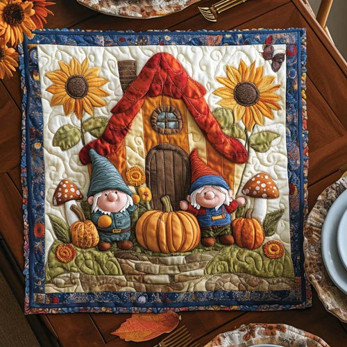 Grateful Gnome Gathering Quilted Table Topper