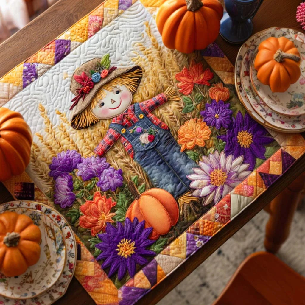 Grateful Scarecrow Time Quilted Table Topper
