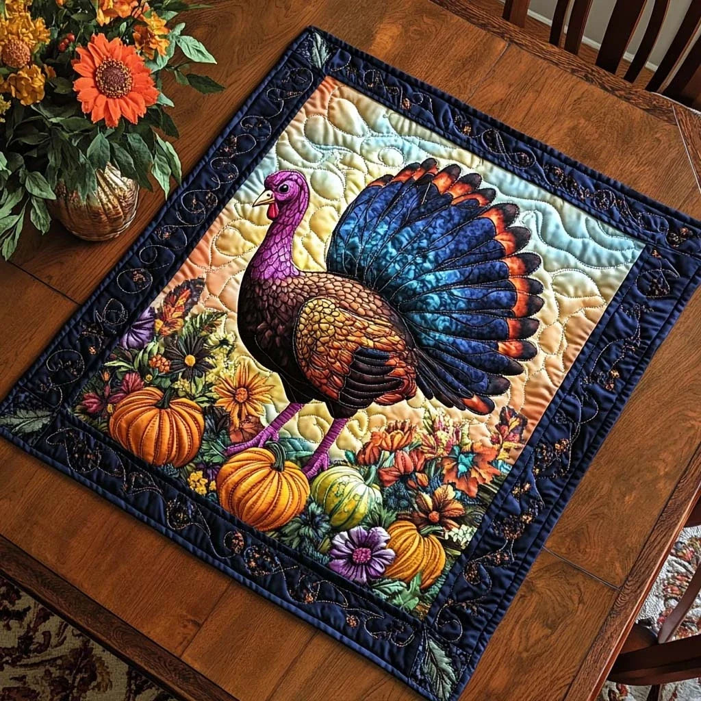 Grateful Turkey Days Quilted Table Topper