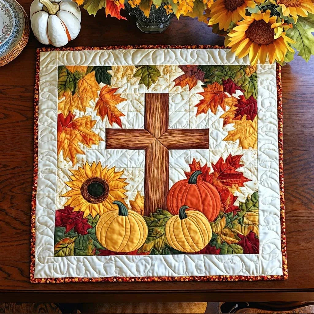 Grateful with Grace Quilted Table Topper