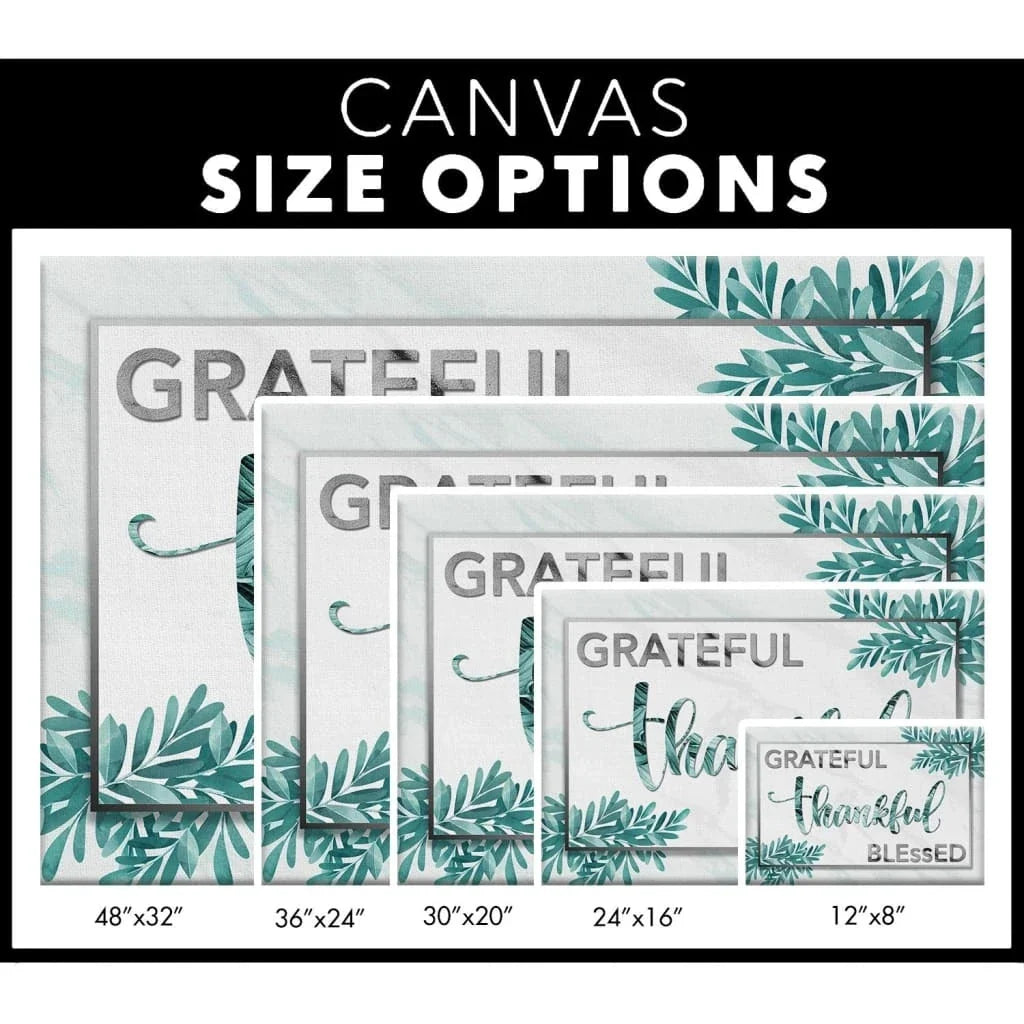 grateful thankful blessed wall art canvas print christian wall decor (Landscape) (view 2)