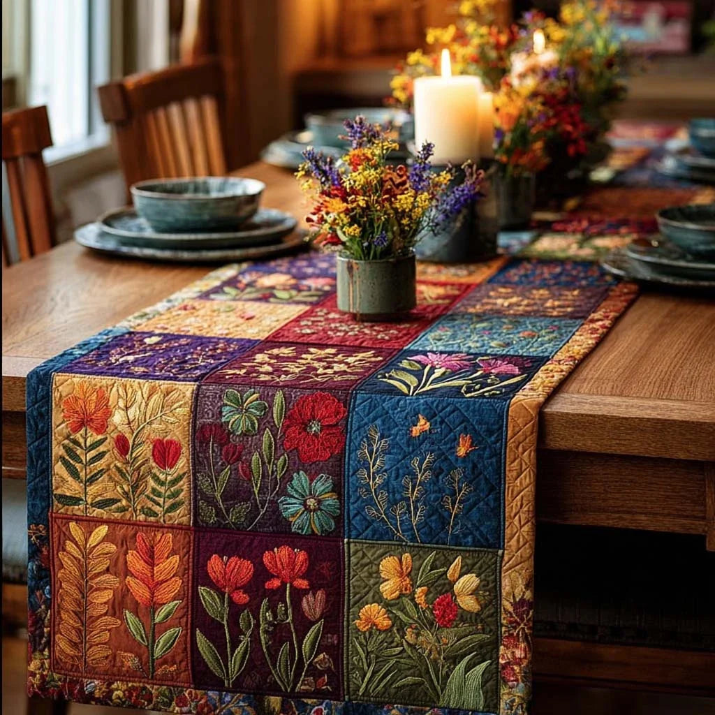 Gratitude Blossoms Quilted Table Runner