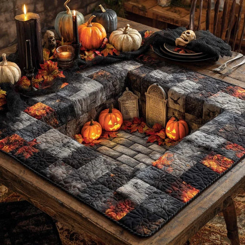 Gravestone Pumpkin Pit Quilted Table Topper