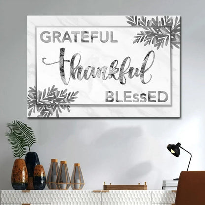 grateful thankful blessed wall art canvas print christian wall decor (Landscape) (view 3)