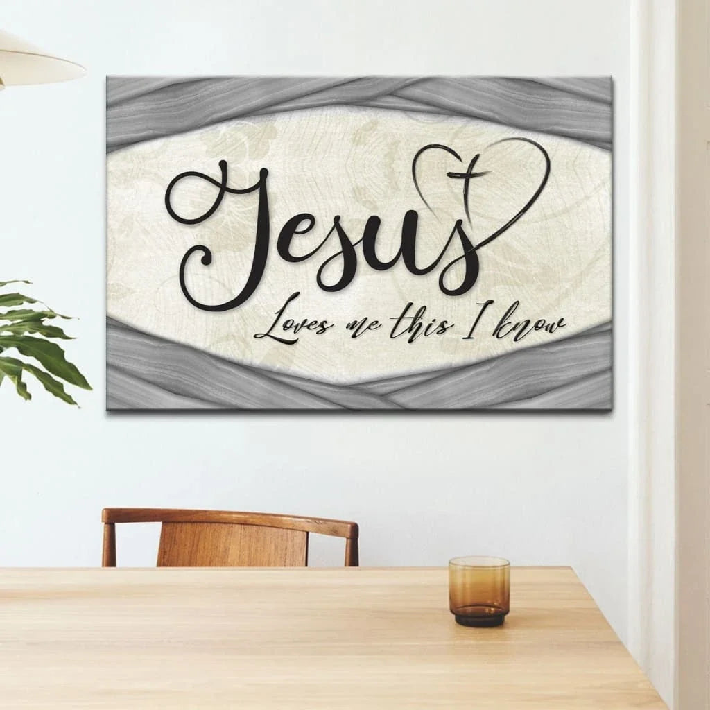 jesus loves me this i know christian wall art canvas (Landscape) (view 3)