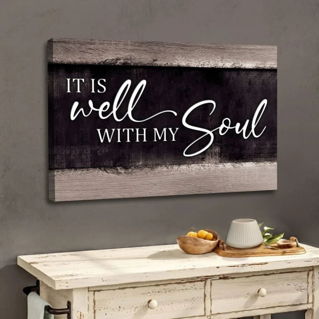 it is well with my soul wall art canvas christian wall art (Landscape) (view 2)