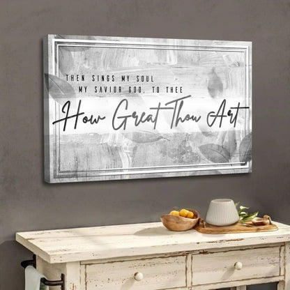 christian wall art how great thou art canvas print christian hymns (Landscape) (view 3)