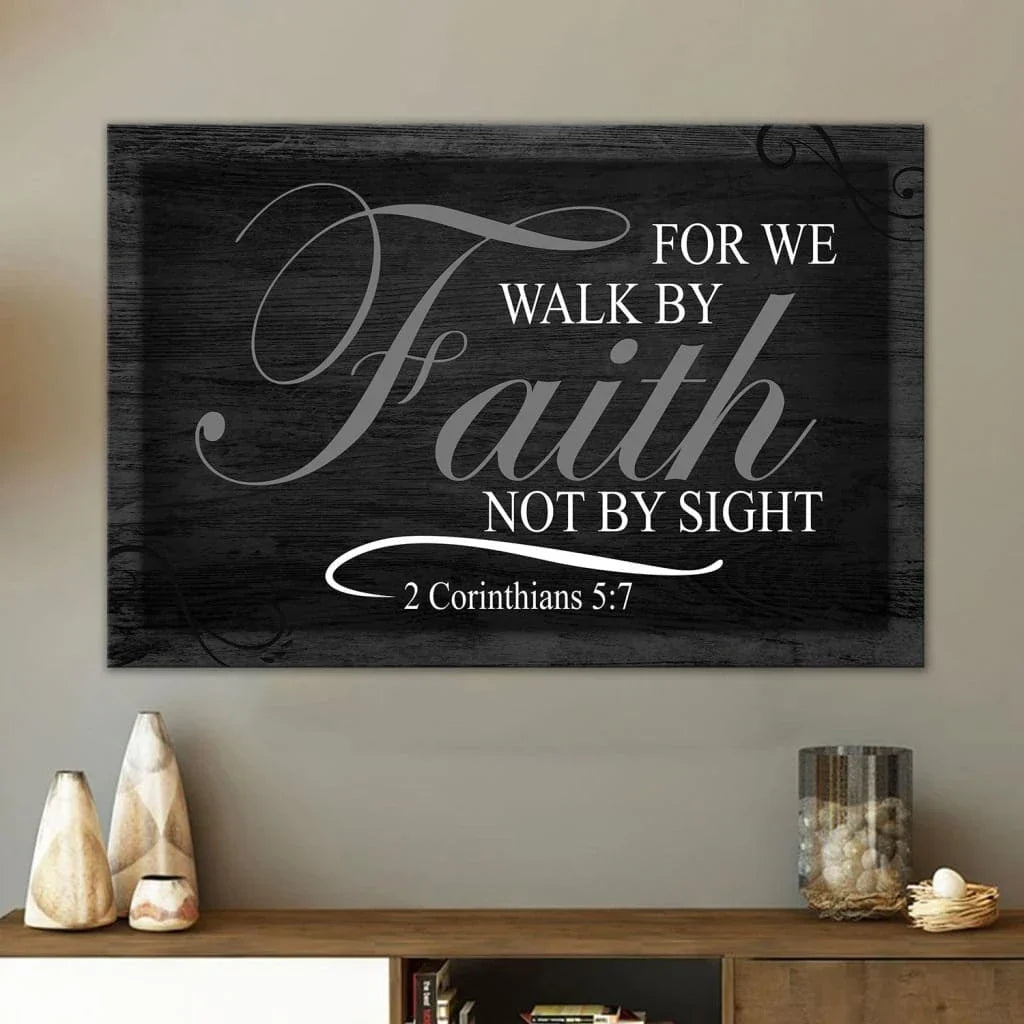 walk by faith not by sight bible verse wall art canvas (Landscape) (view 2)