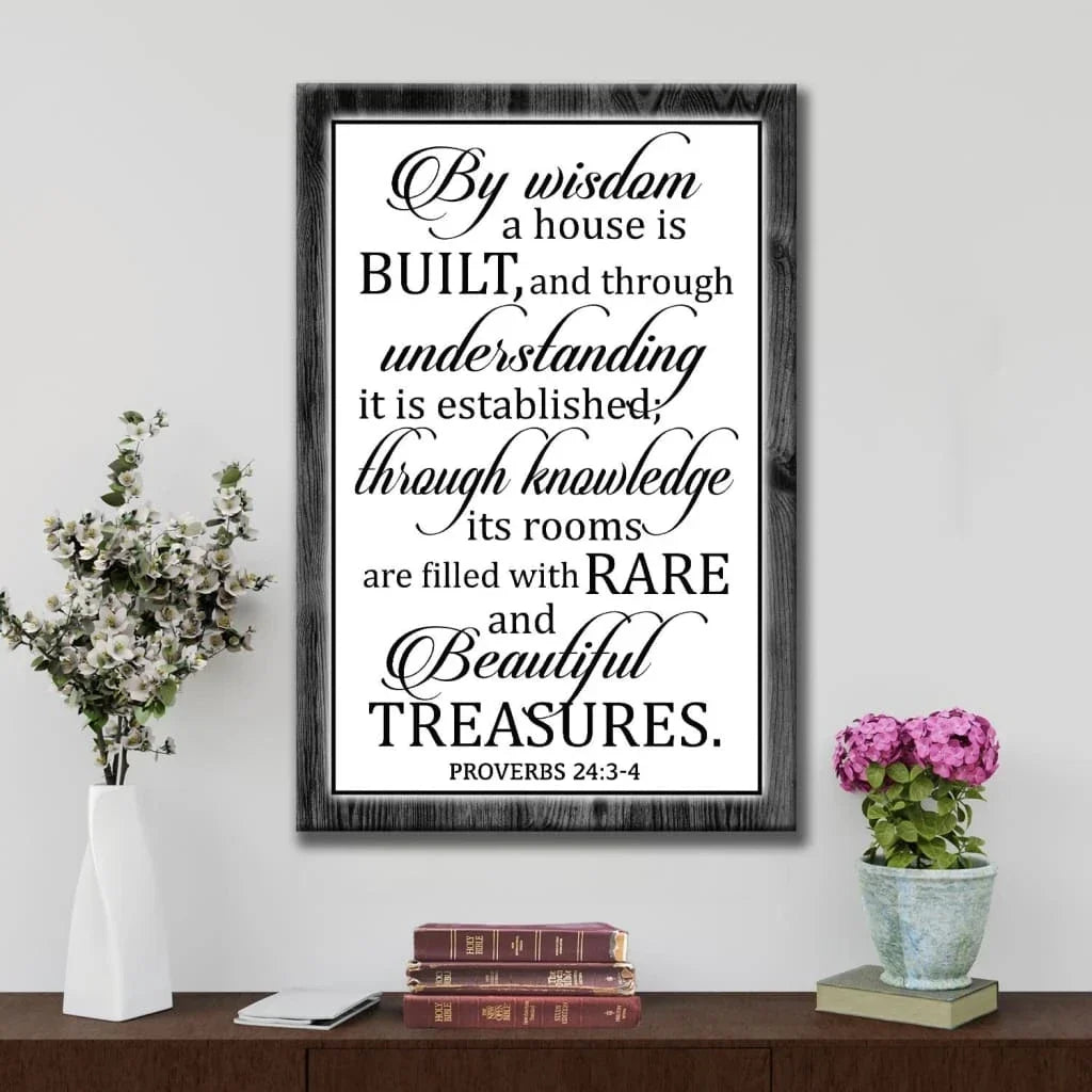 by wisdom a house is built wall art proverbs 24 3 4 bible verse wall art (Landscape) (view 2)