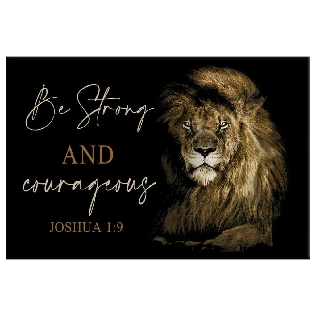 lion of judah be strong and courageous joshua 1 9 wall art canvas (Landscape) (view 2)