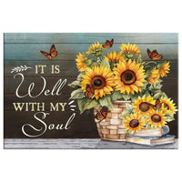 it is well with my soul canvas butterflies and sunflowers inspirational christian wall art (Landscape) (view 2)