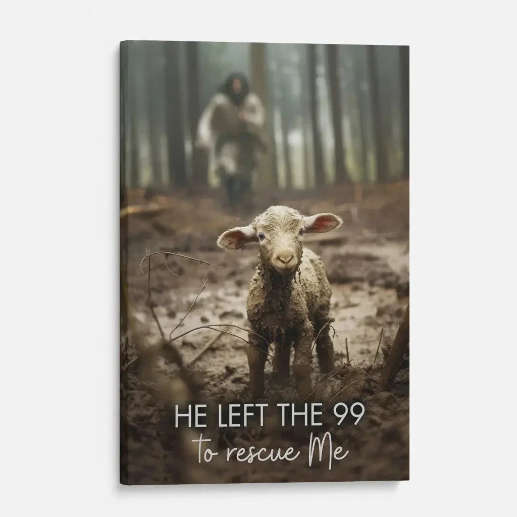he left the 99 to rescue me jesus and lost sheep wall art canvas (view 4)