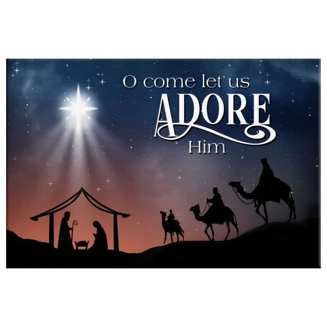 o come let us adore him three wise men christmas wall art canvas (Landscape) (view 3)