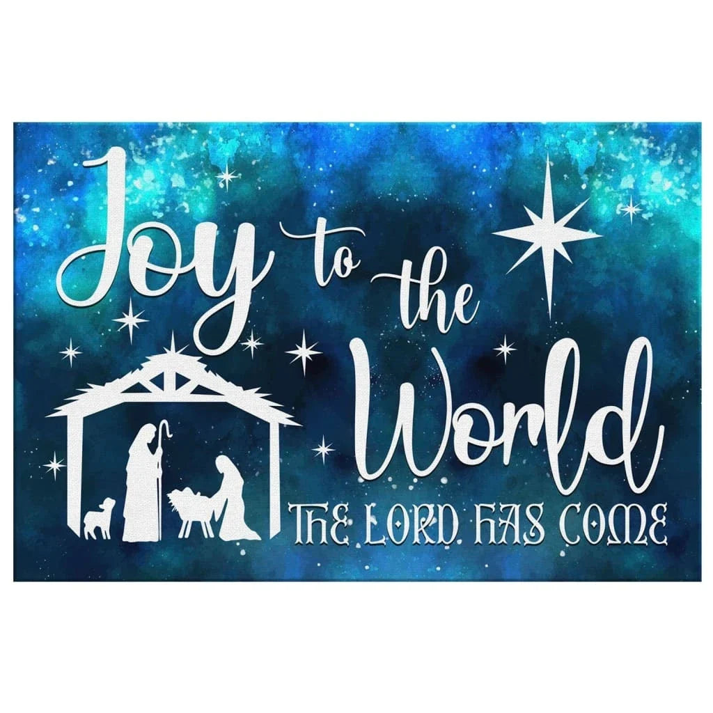 joy to the world the lord has come nativity scene christmas wall art canvas print (Landscape) (view 3)