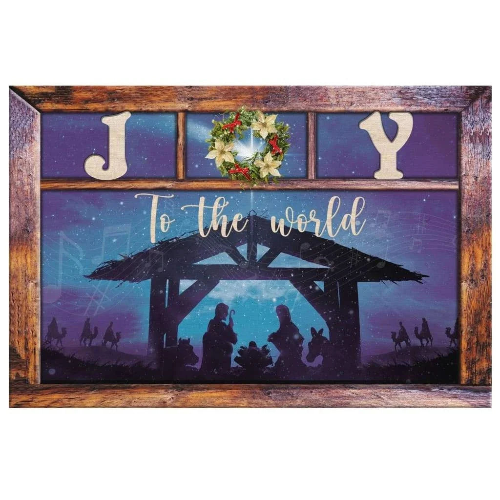 joy to the world jesus born christmas wall art canvas (Landscape) (view 4)