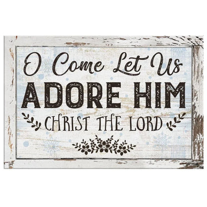 christian christmas wall art canvas o come let us adore him christmas wall decor (Landscape) (view 3)
