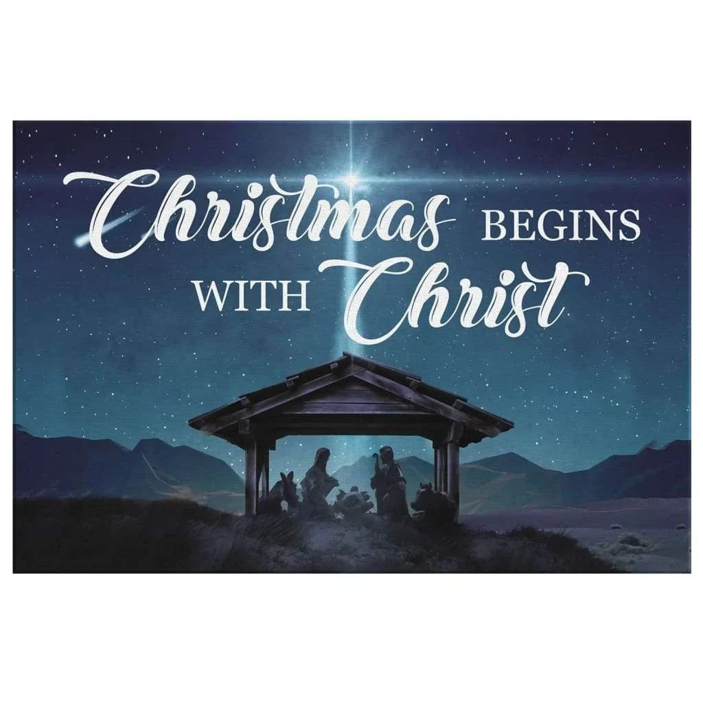 christmas begins with christ wall art canvas christian christmas gifts (Landscape) (view 2)