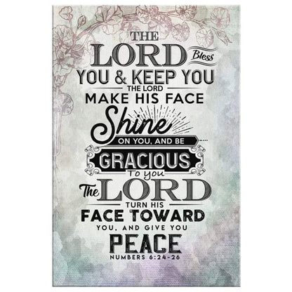 bible verse wall art numbers 6 24 26 the lord bless you and keep you canvas print (Landscape) (view 4)