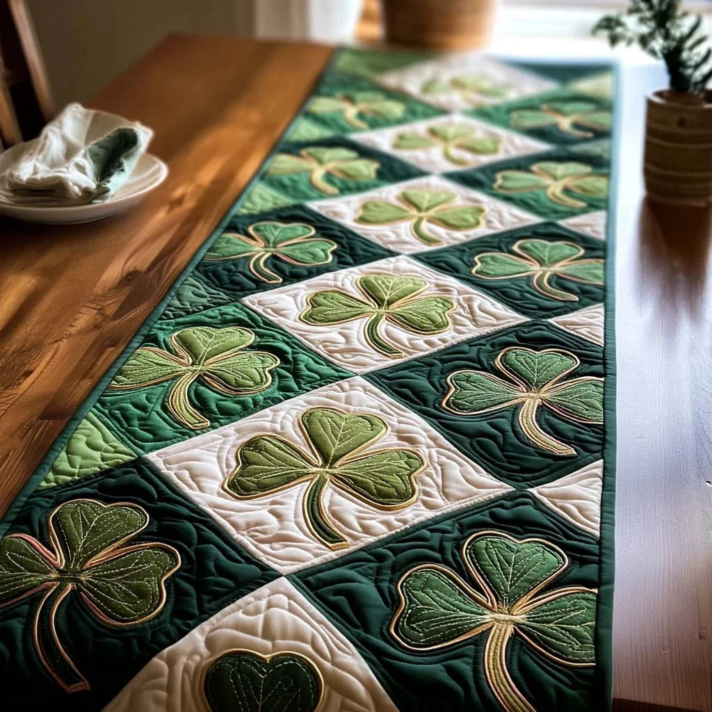 Green Blessing Quilted Table Runner