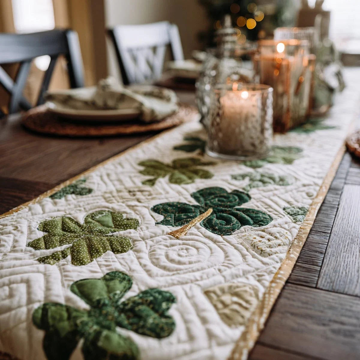 Green Charm Quilted Table Runner